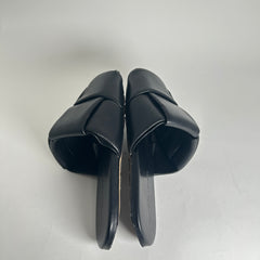Bottega Veneta Black Nappa Leather Intreccio Sandals Size 43