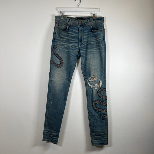 Amiri Snake Applique Lightwash Jeans 34