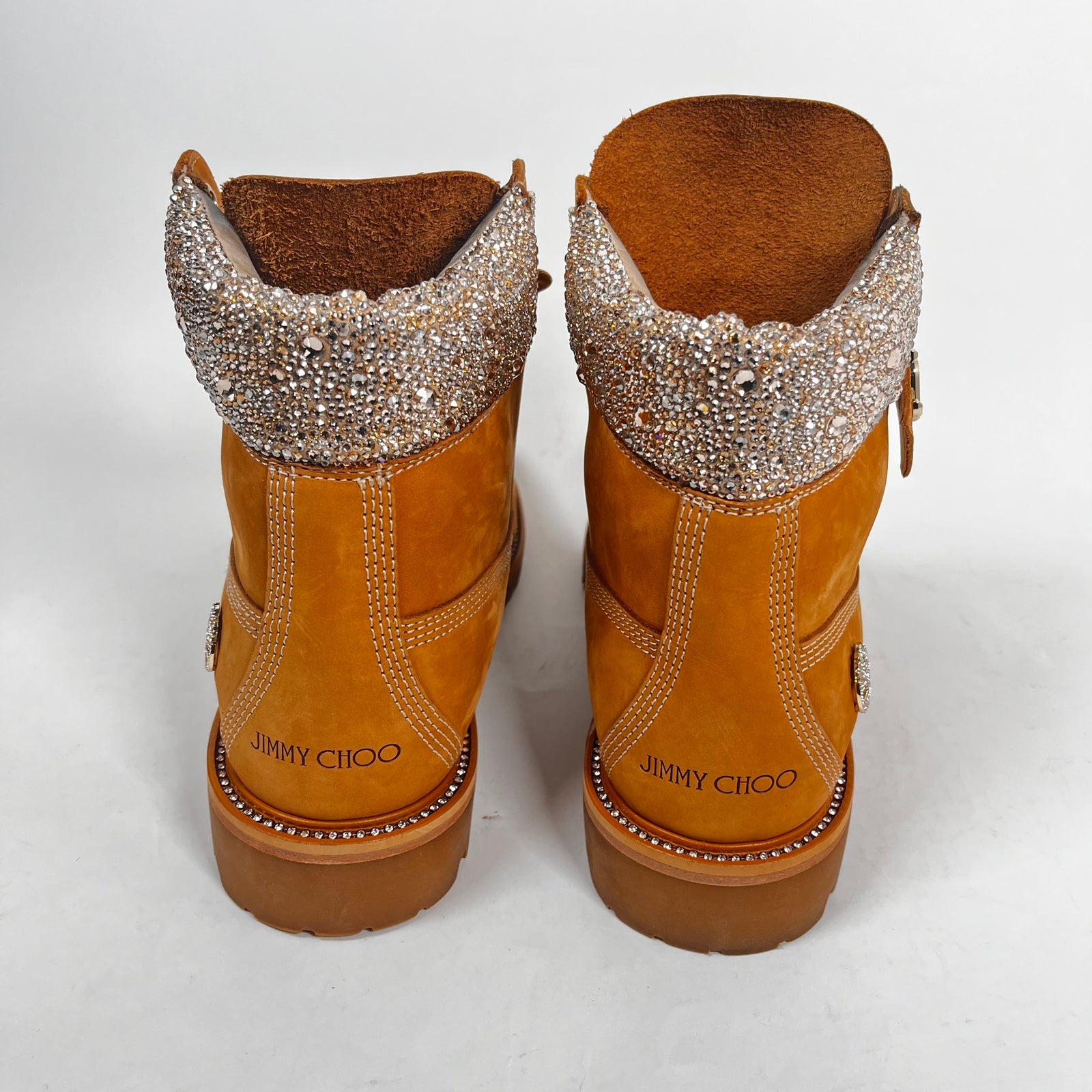 Jimmy Choo Timberland 6" Wheat Swarvoski Boots Size 10.5