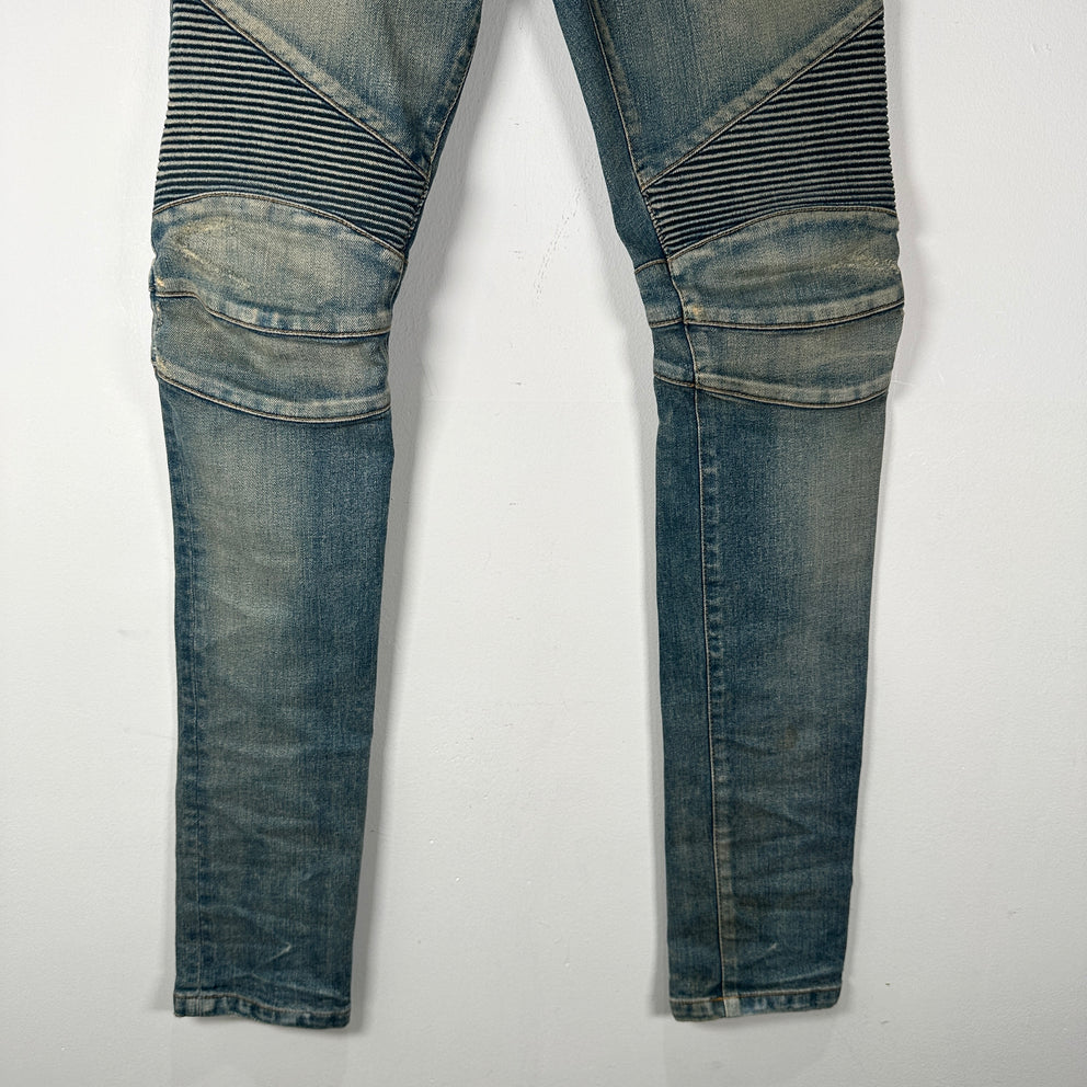 Balmain Lightwash Biker Denim Size 27