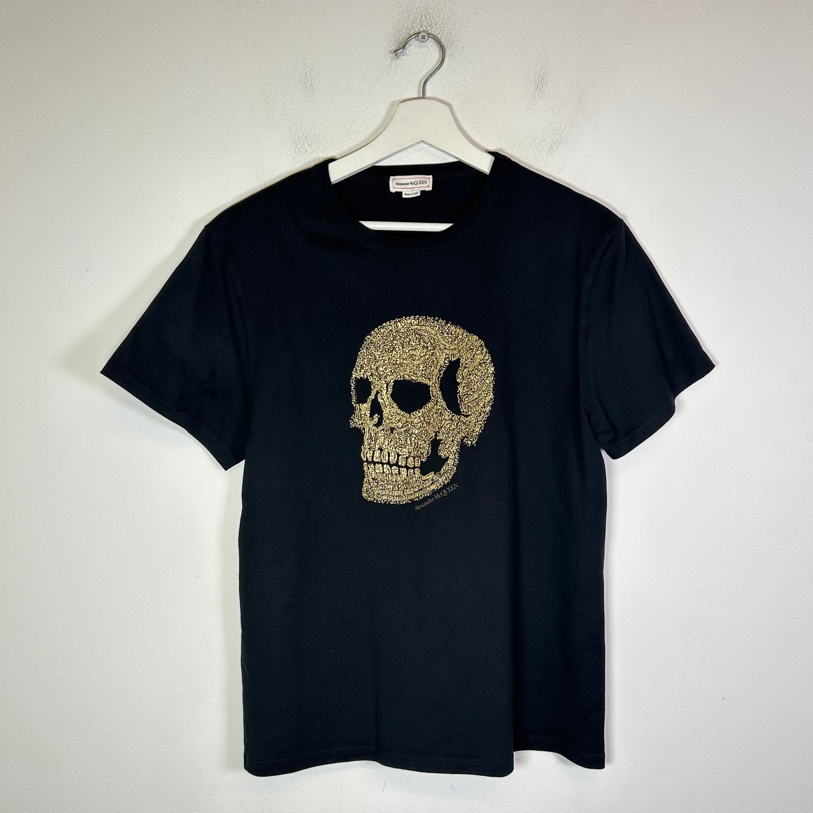 Alexander McQueen Black/Gold Embellished Skull T-Shirt Size S
