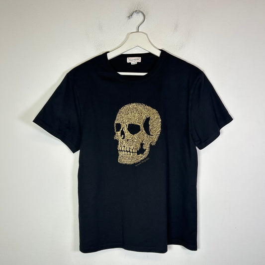 Alexander McQueen Black/Gold Embellished Skull T-Shirt Size S