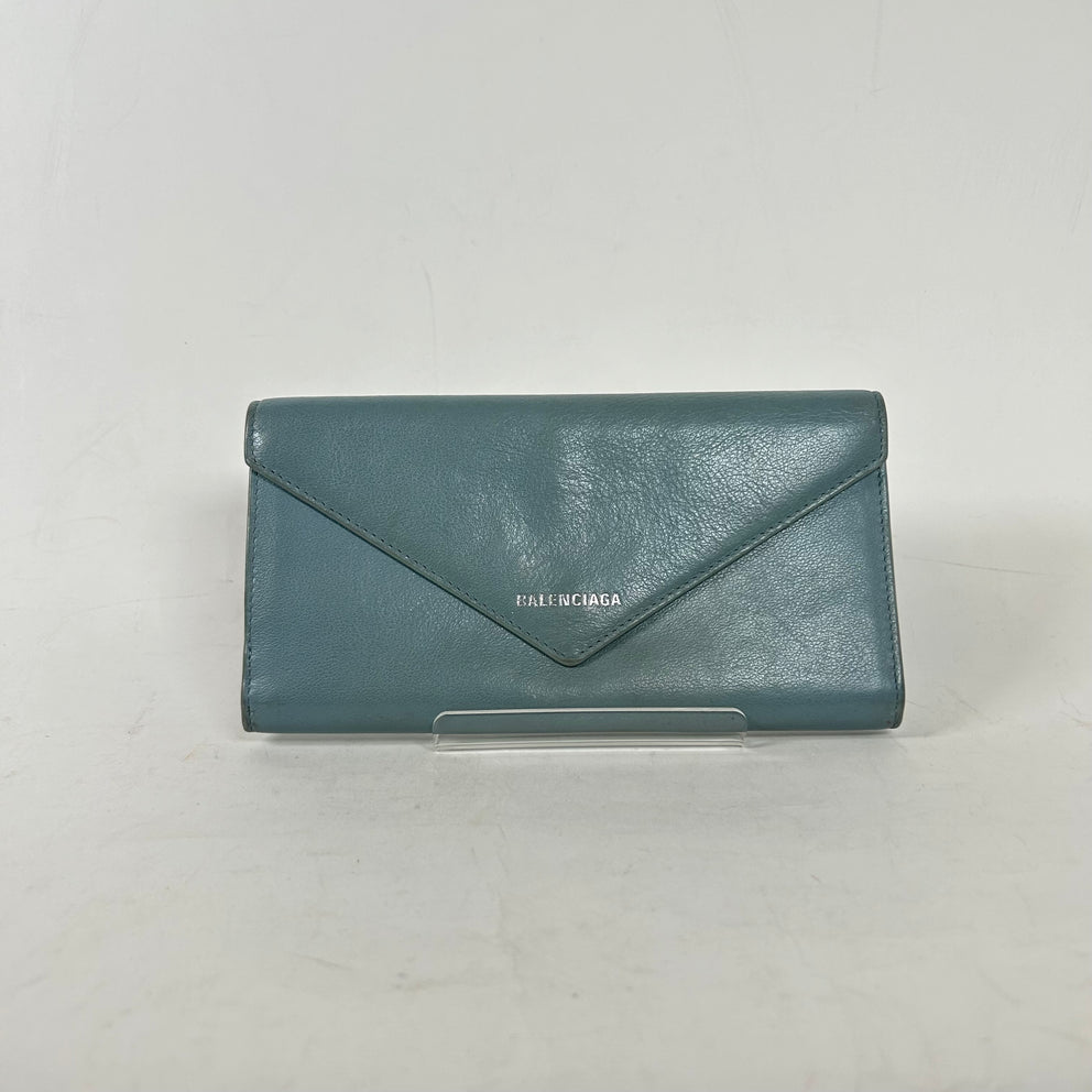 Balenciaga Blue Papier Leather Wallet