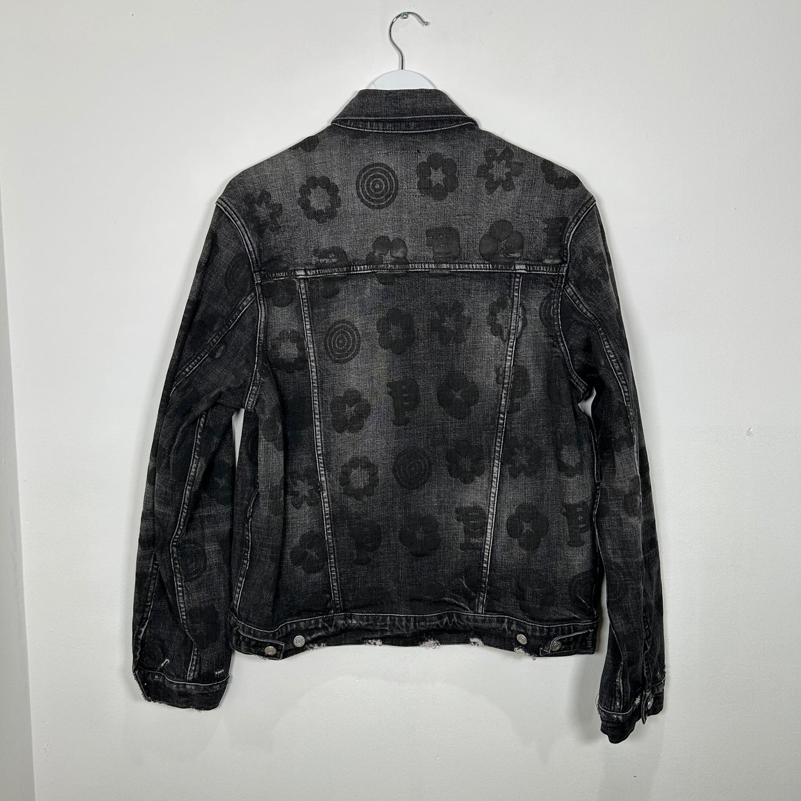 Purple Darkwash Jean Graphic Jean Jacket Size M