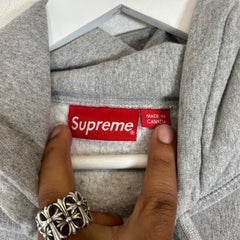 Supreme Grey Raised Script Logo Hoodie Size M