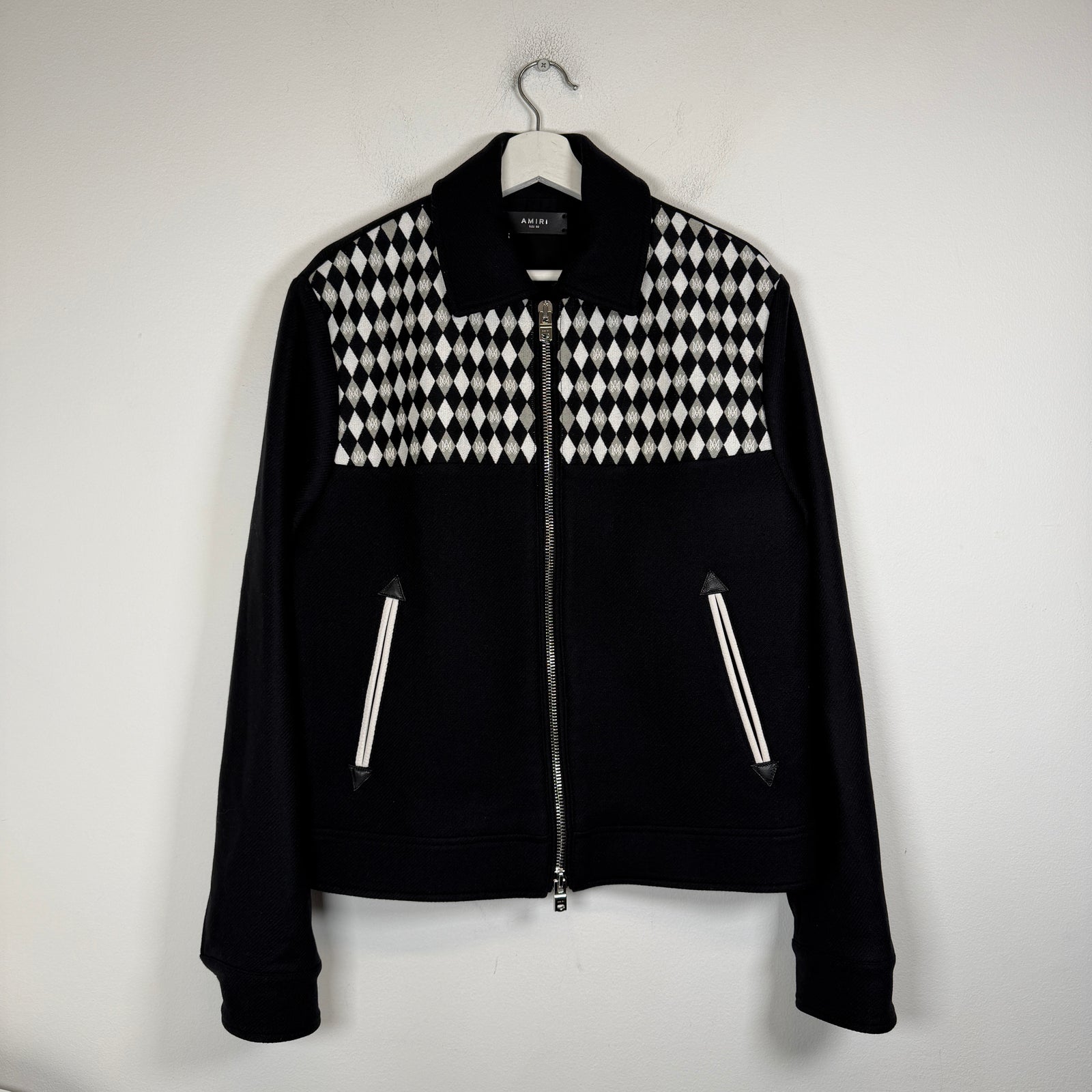 Amiri Black Embroidered Diamond MA Work Jacket Size 50