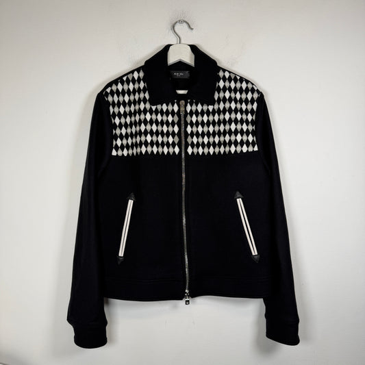 Amiri Black Embroidered Diamond MA Work Jacket Size 50
