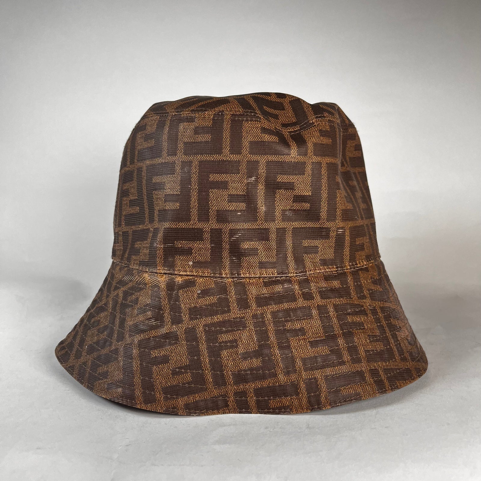 Fendi FF Monogram Waxed Bucket Hat Sz L