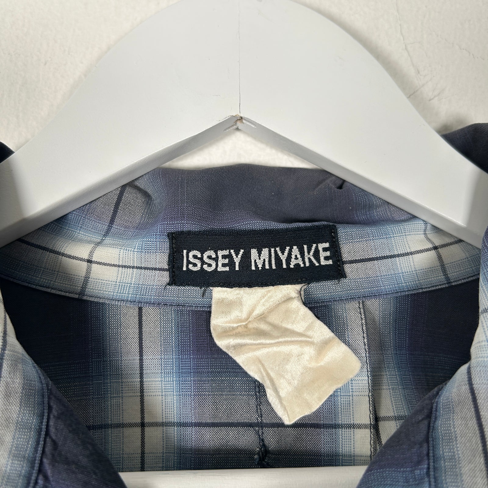 Issey Miyake Blue Plaid Button Up Shirt Size L