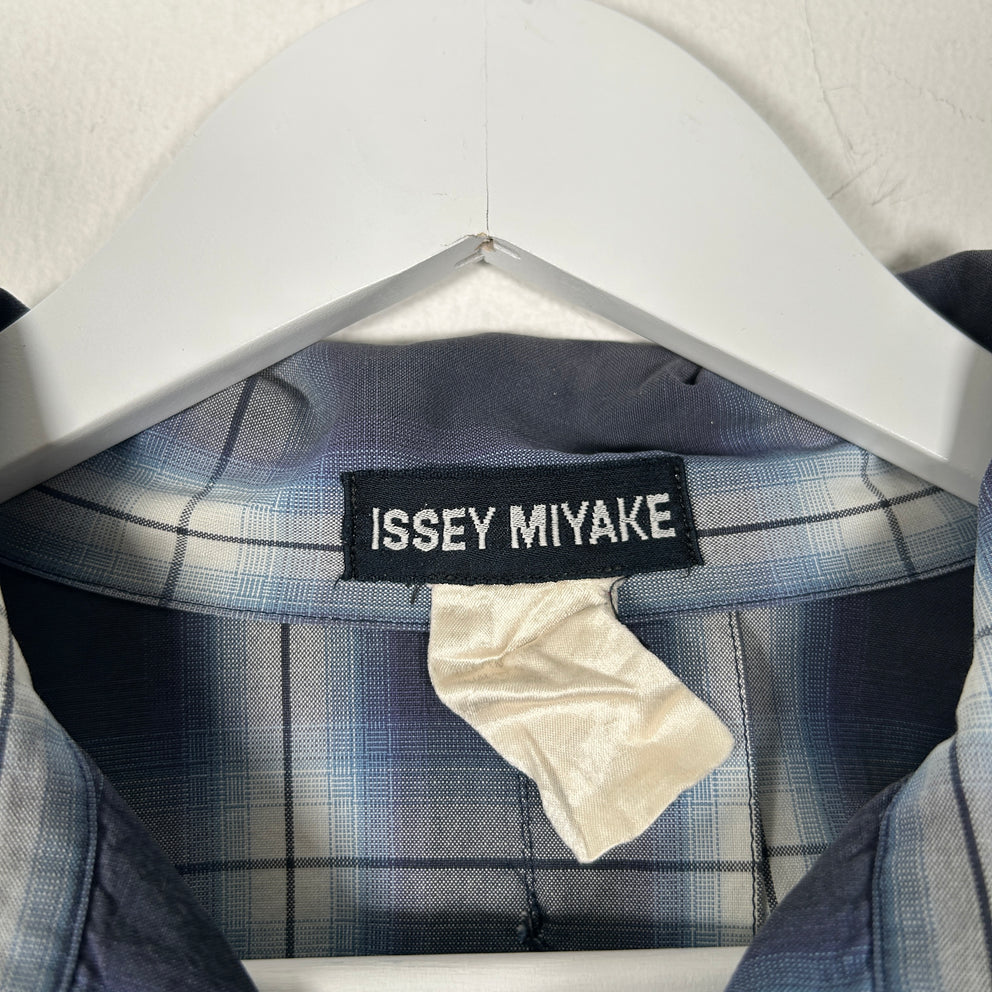 Issey Miyake Blue Plaid Button Up Shirt Size L