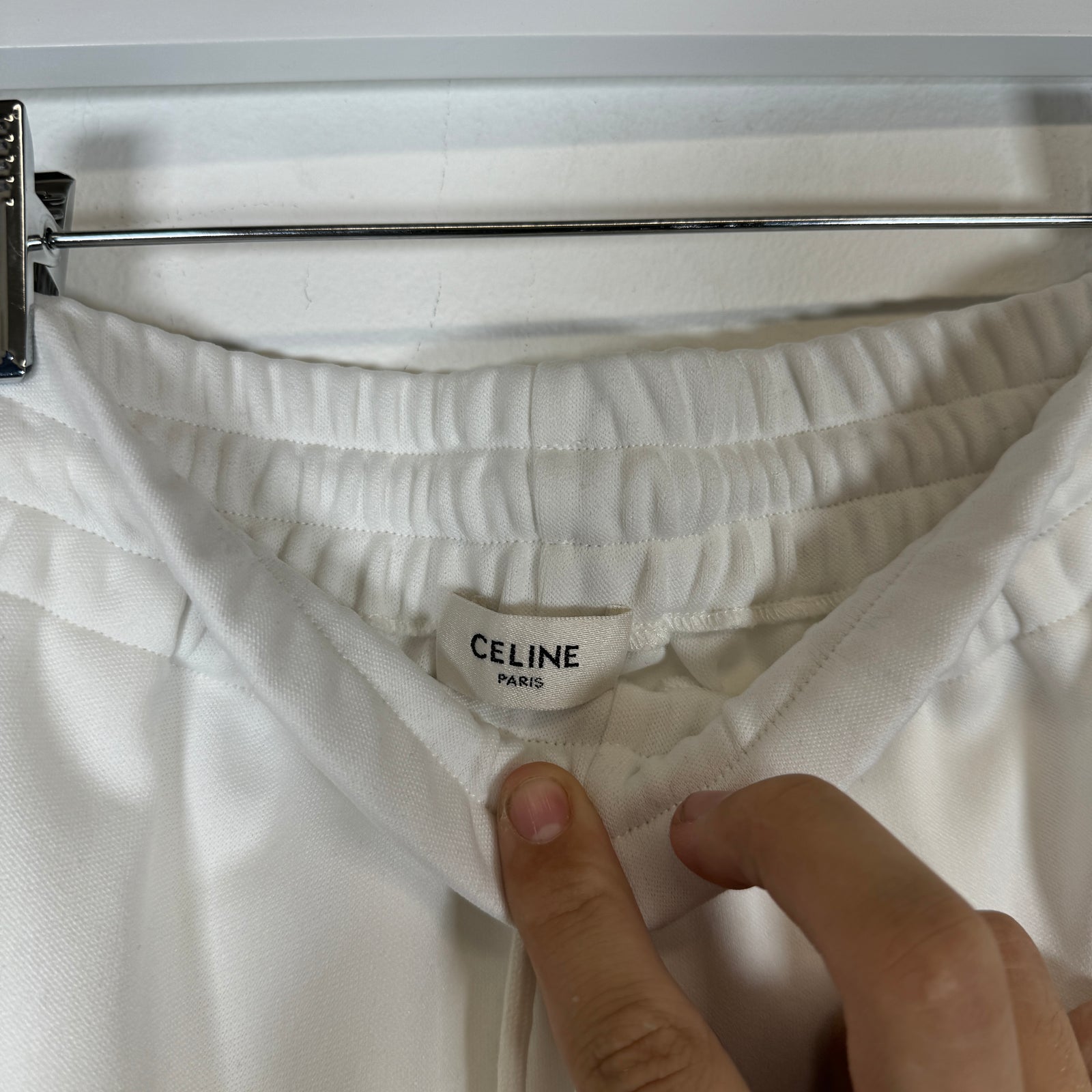 Celine White Logo Track Pants Size M