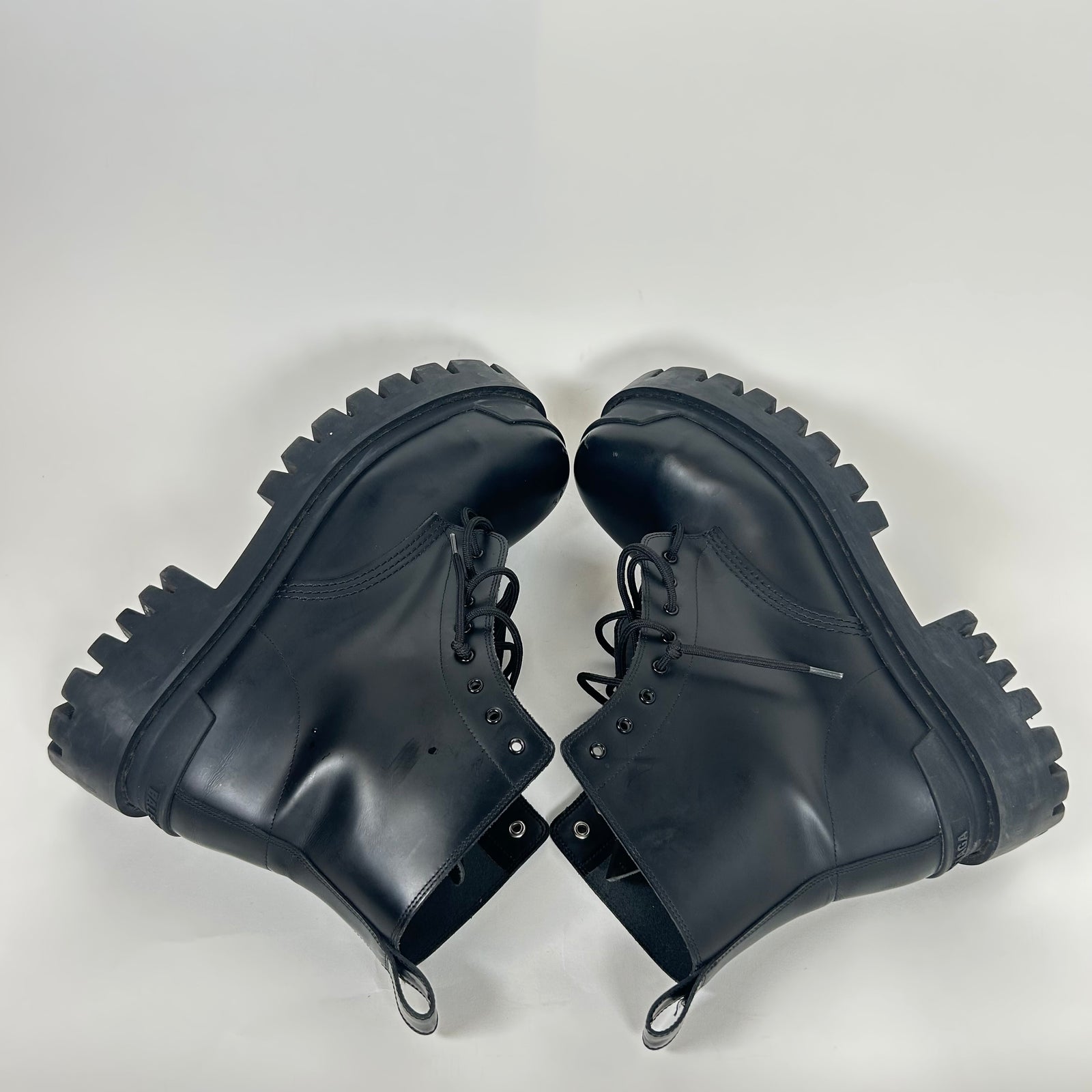 Balenciaga Black Leather Strike Boot Size 12