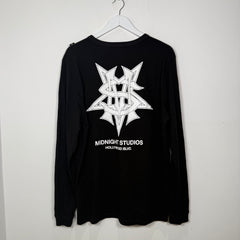 Midnight Studios Logo Graphic Black Long Sleeve Size XL