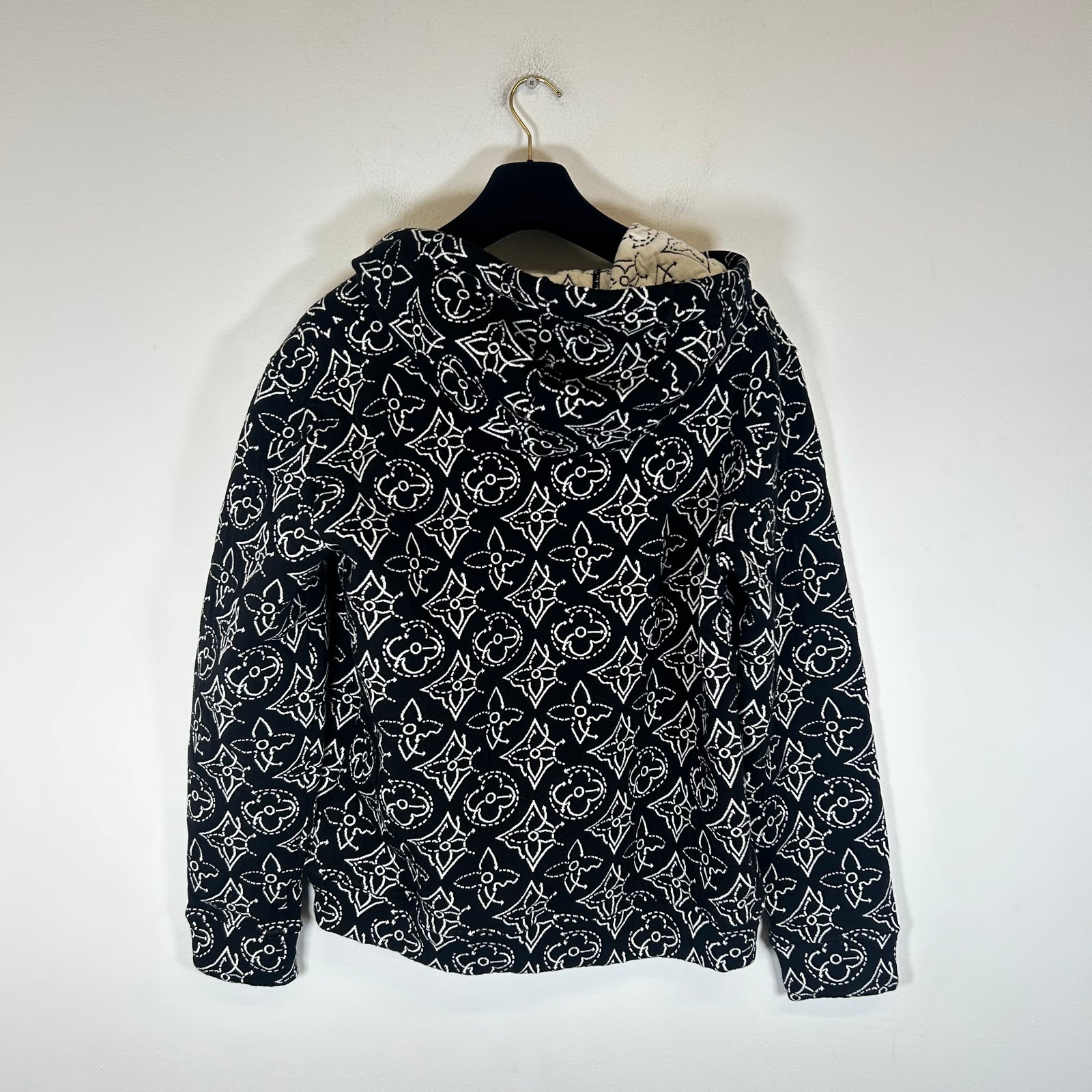 Louis Vuitton x NBA Black Monogram Strategic Flowers Quilted Zip-Up Hoodie Size XL