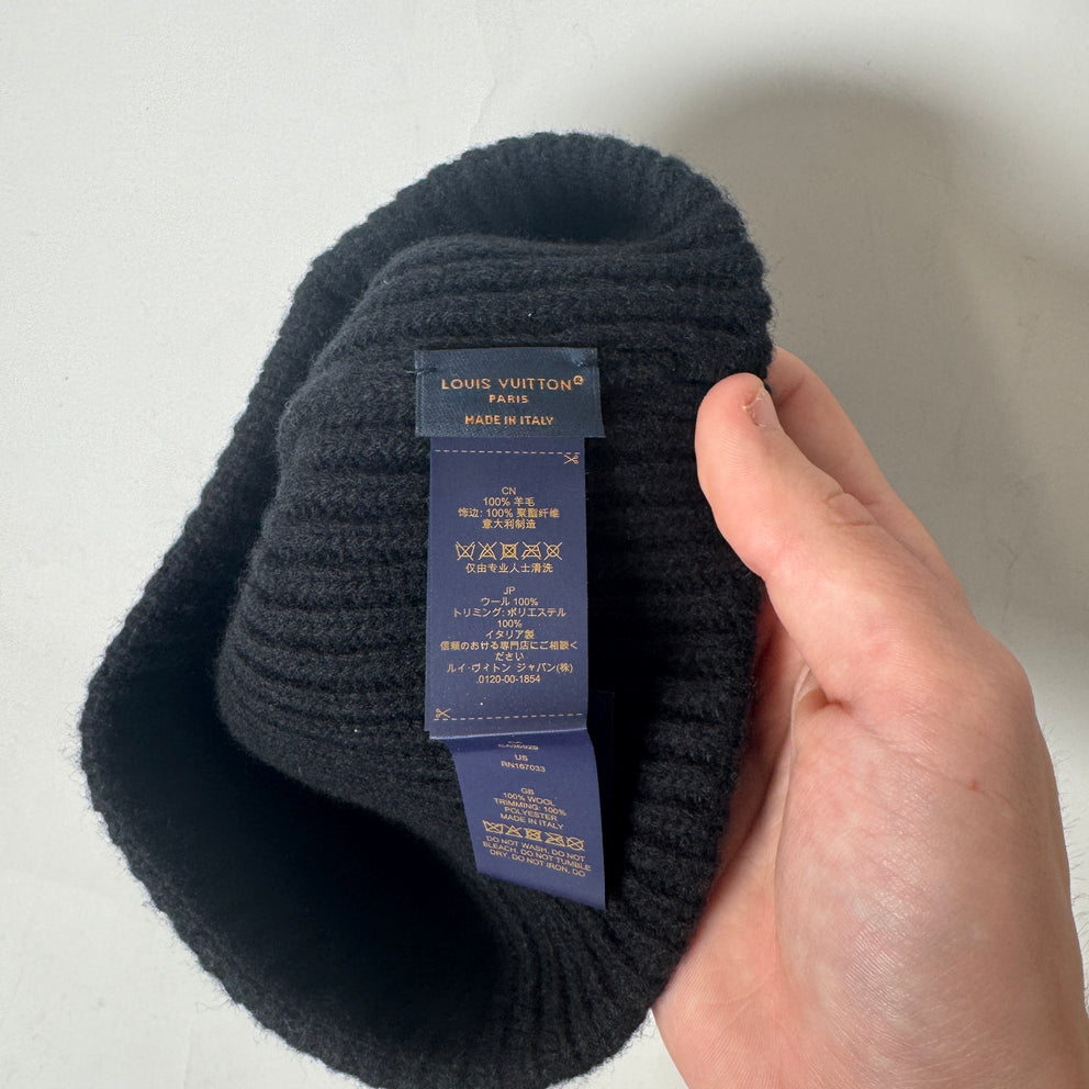 Louis Vuitton Black Headline Logo Beanie