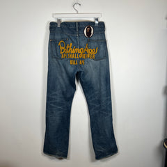 A Bathing Ape Back Logo Embroidered Jeans Size L