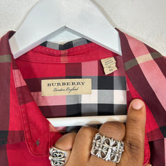 Burberry Red Check Button-Up Shirt Size XL