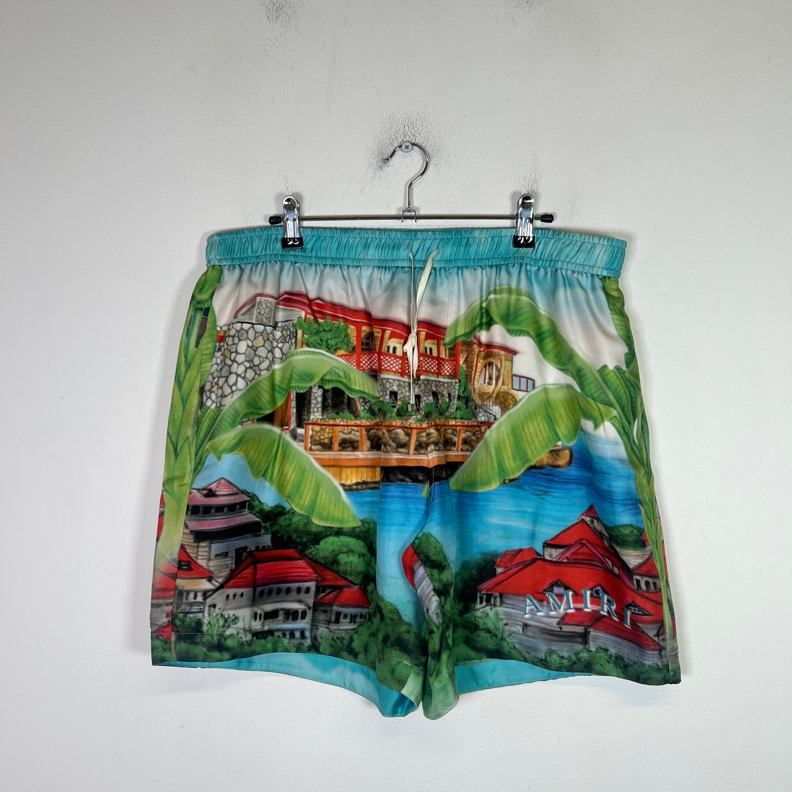Amiri Multicolor St. Barth Silk Shorts Size XXL