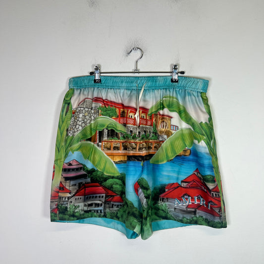 Amiri Multicolor St. Barth Silk Shorts Size XXL