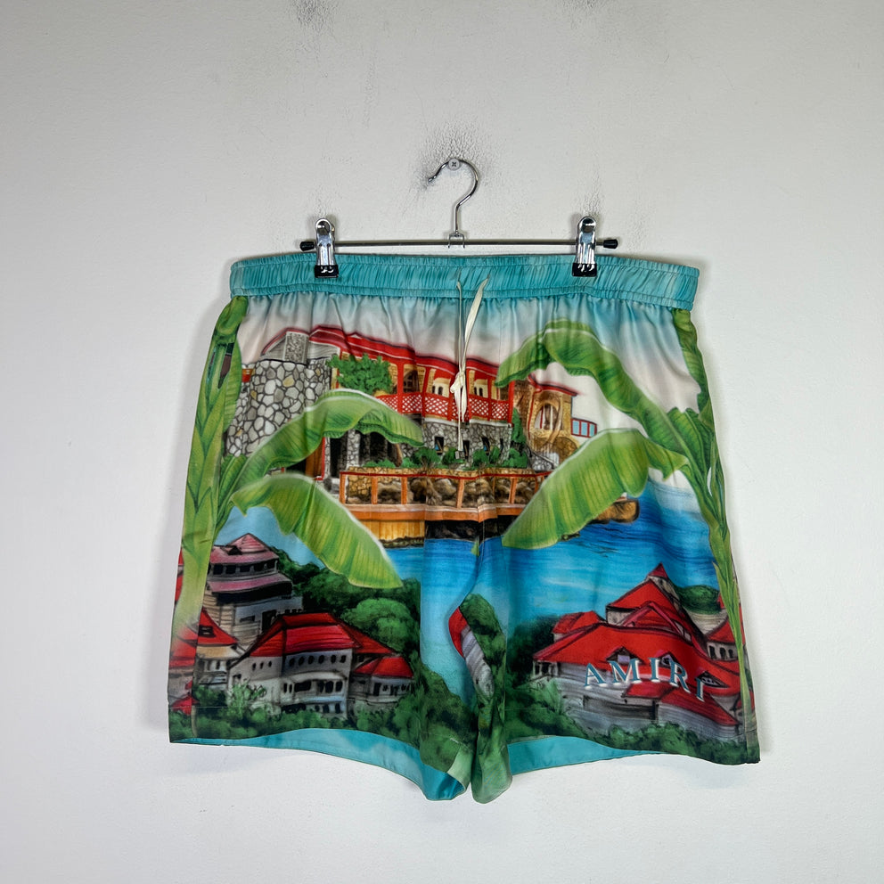 Amiri Multicolor St. Barth Silk Shorts Size XXL