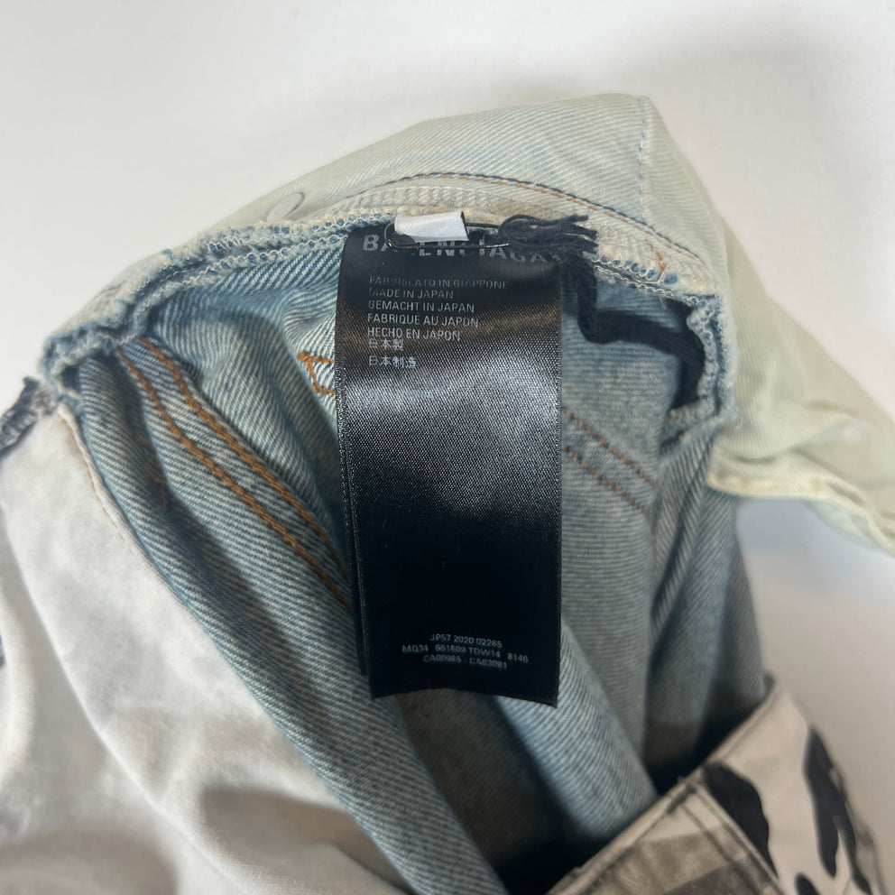 Balenciaga Double Waist Snow Camo Denim Jeans Size M