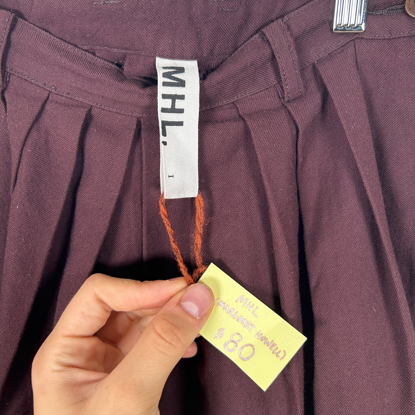Margret Howell Burgandy Skirt Size 26