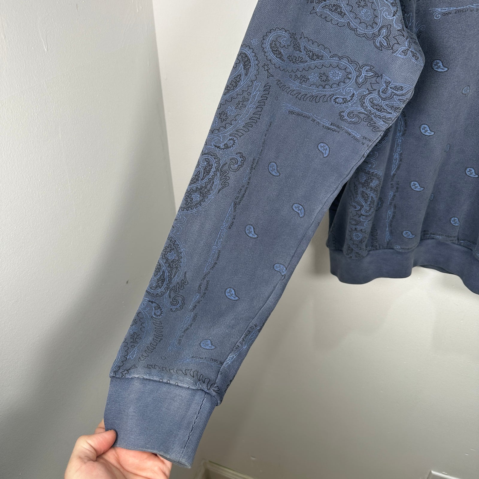 Raf Simons AW04 Blue 'Waves' Paisley Hoodie Size 48