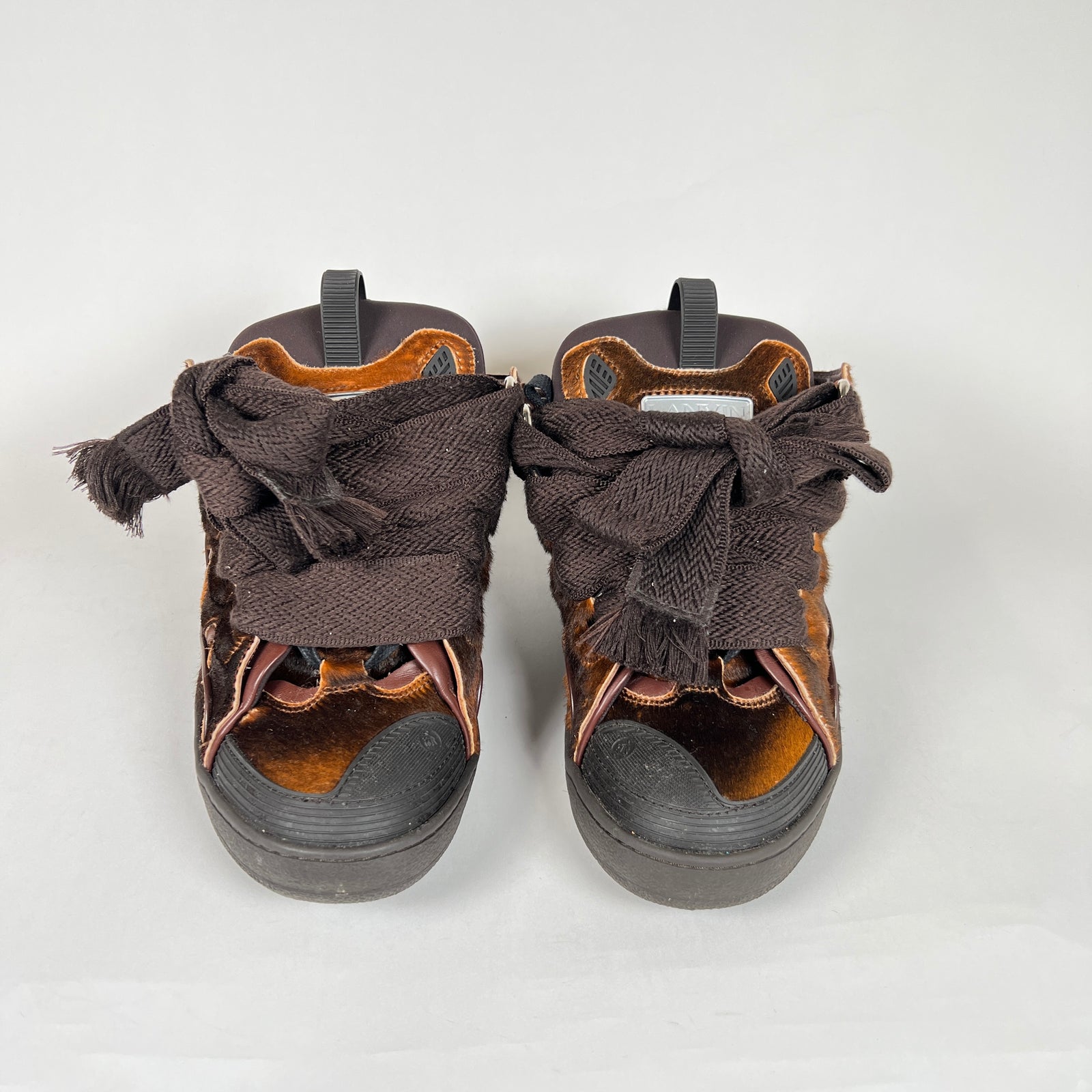 Lanvin Brown Ponyhair Curb Sneakers Sz 41