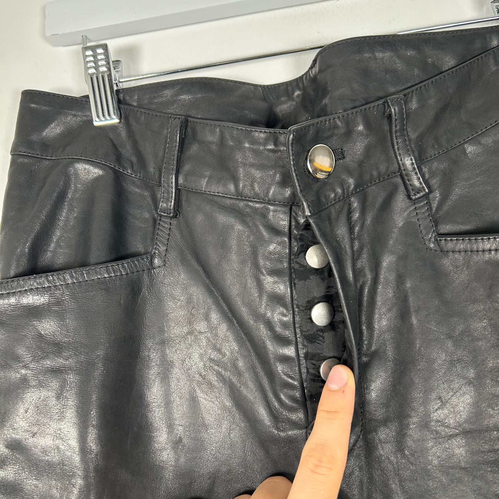 Rick Owens Black Calf Leather Tyrone F/W 22 Strobe Pants Size 46