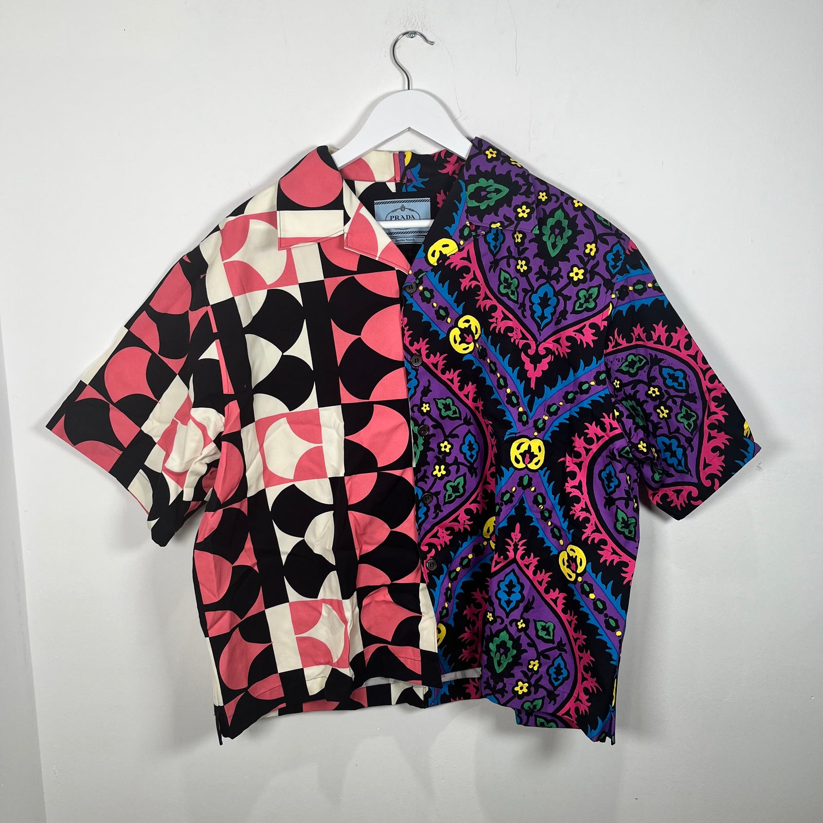 Prada Multi Color Double Match Camp Collar Size XXL