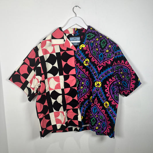 Prada Multi Color Double Match Camp Collar Size XXL