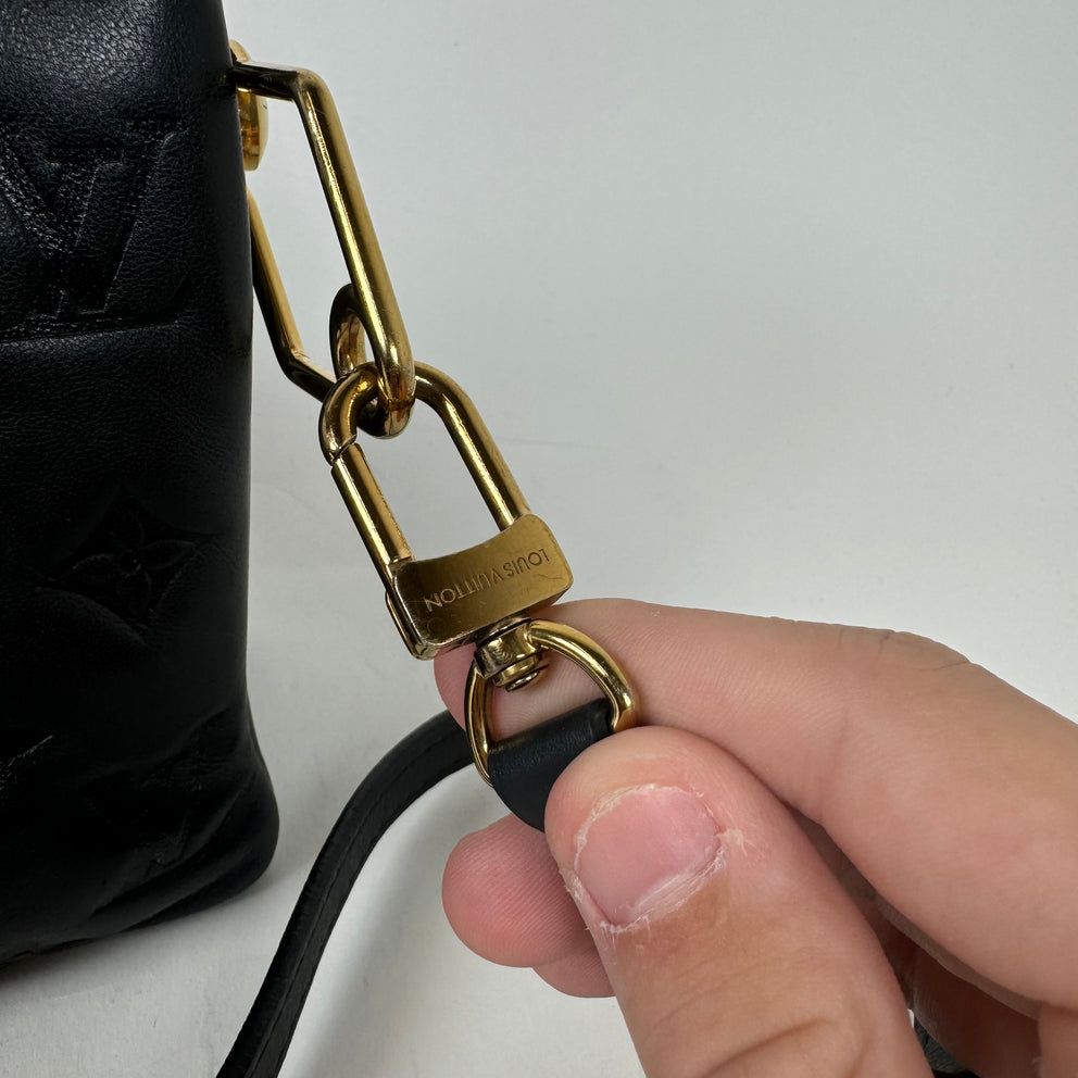 Louis Vuitton Black Lambskin Embossed Coussin BB Bag