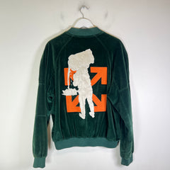 Off-White Velvet Barrel Zipped Bomber Jacket