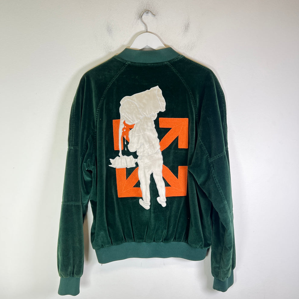Off-White Velvet Barrel Zipped Bomber Jacket