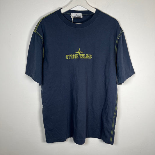 Stone Island Navy Embroidered Logo Tee Size XL