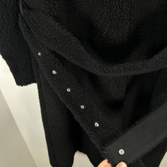 424 Black Wool Zip-Up Trech-Coat Size 48