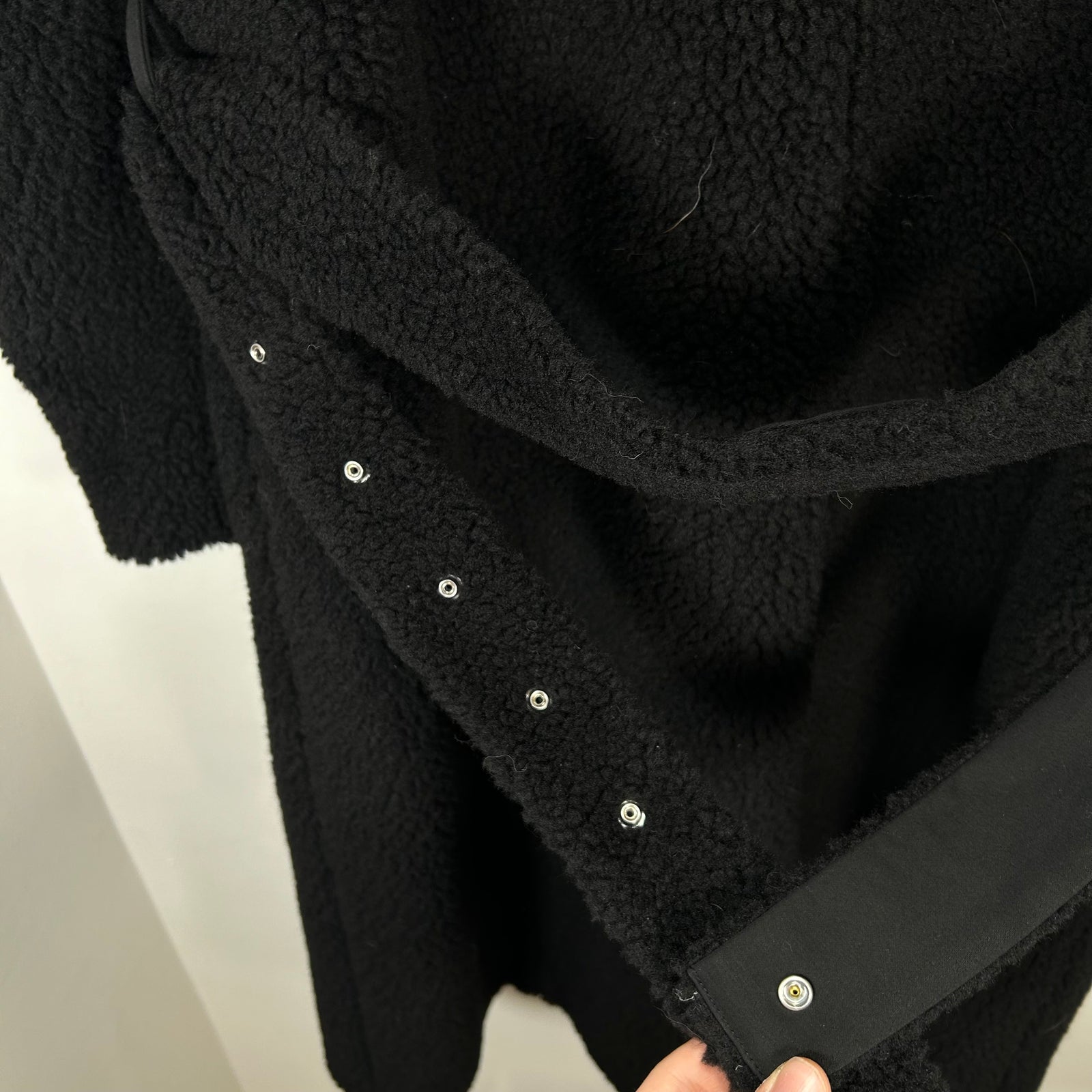 424 Black Wool Zip-Up Trech-Coat Size 48