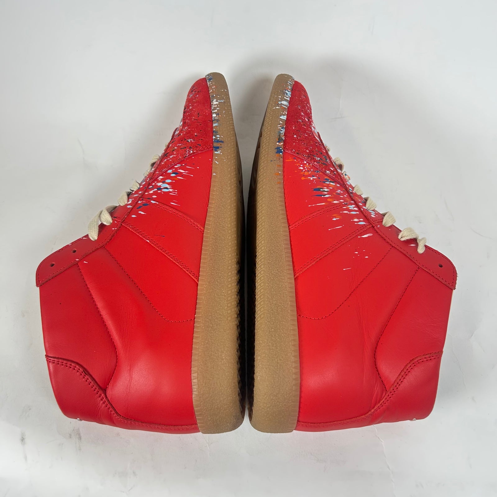 Maison Margiela Red Paint Splatter Mid-Top Sneaker Size 44