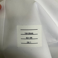 Thom Browne White Tonal 4 Bar Button-Up Oxford Shirt Size 3