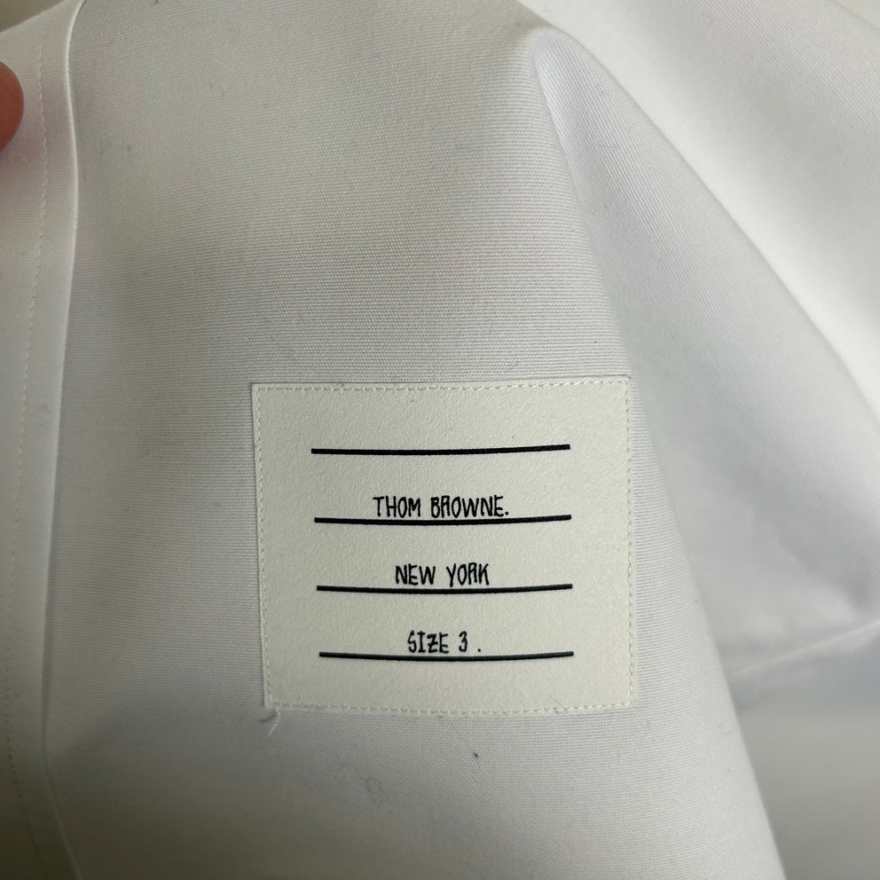 Thom Browne White Tonal 4 Bar Button-Up Oxford Shirt Size 3