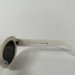 Celine White Triomphe Oval Sunglasses