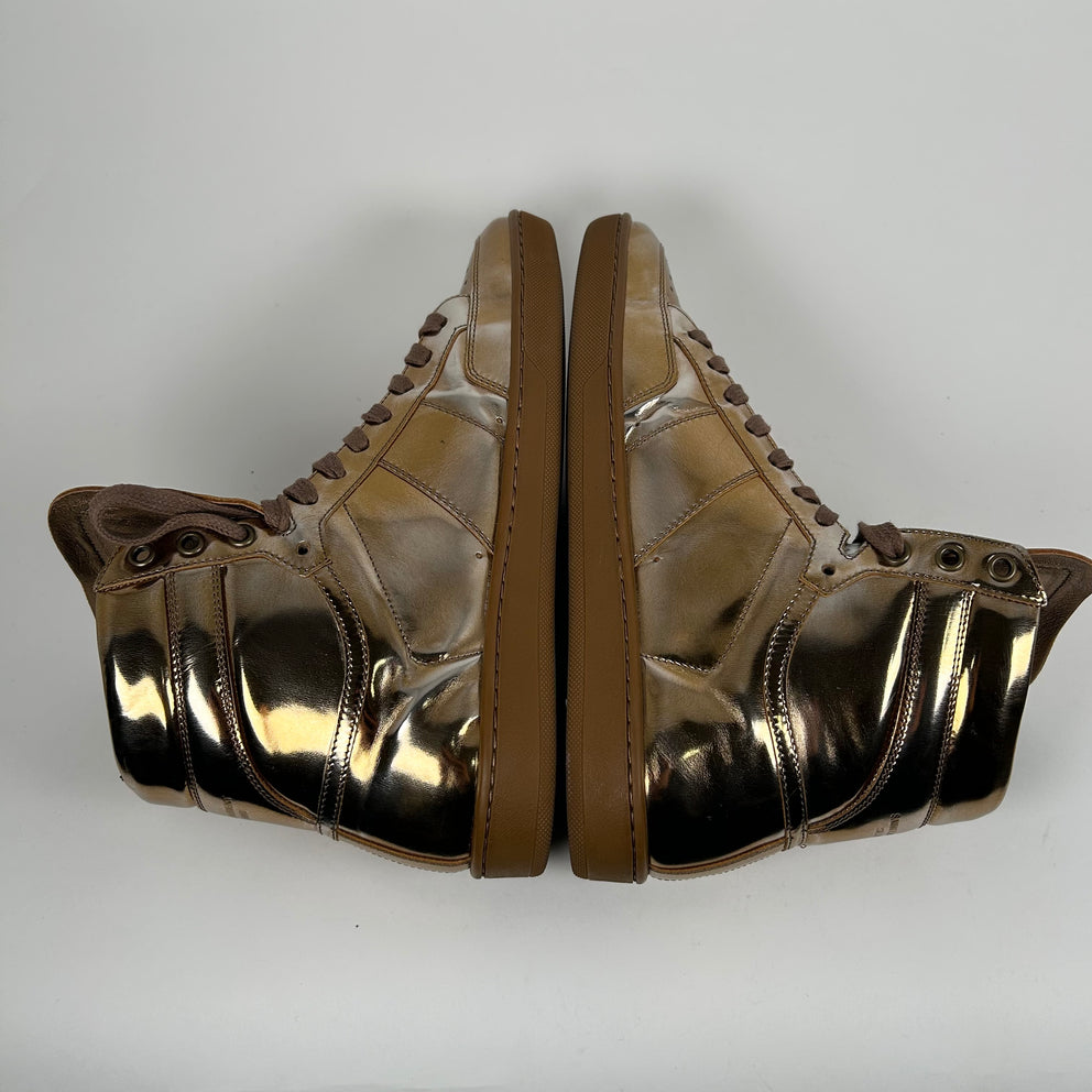 Saint Laurent SL/10H Court Bronze Shiny High Tops Size 41