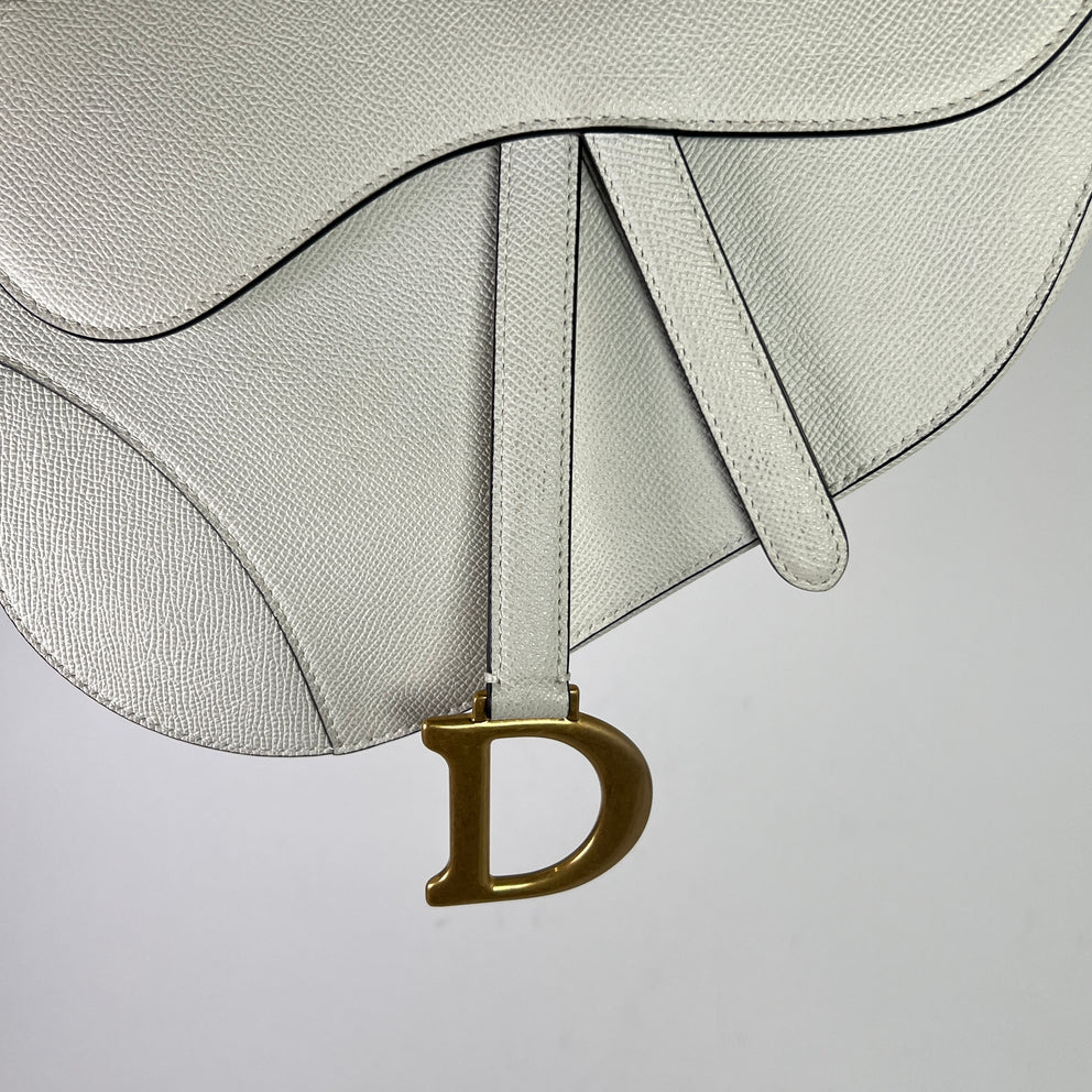 Dior Latte Grained Calfskin Medium Saddle Bag