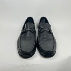 Ferragamo Black Pebble Leather Loafers Size 12