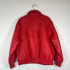 Supreme FW22 Red Studded Quilted Lambskin Leather Jacket Size L