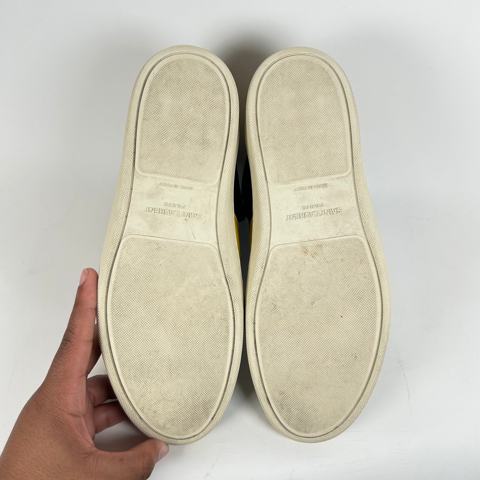 Saint Laurent Yellow/Black Court High Sneakers Size 8