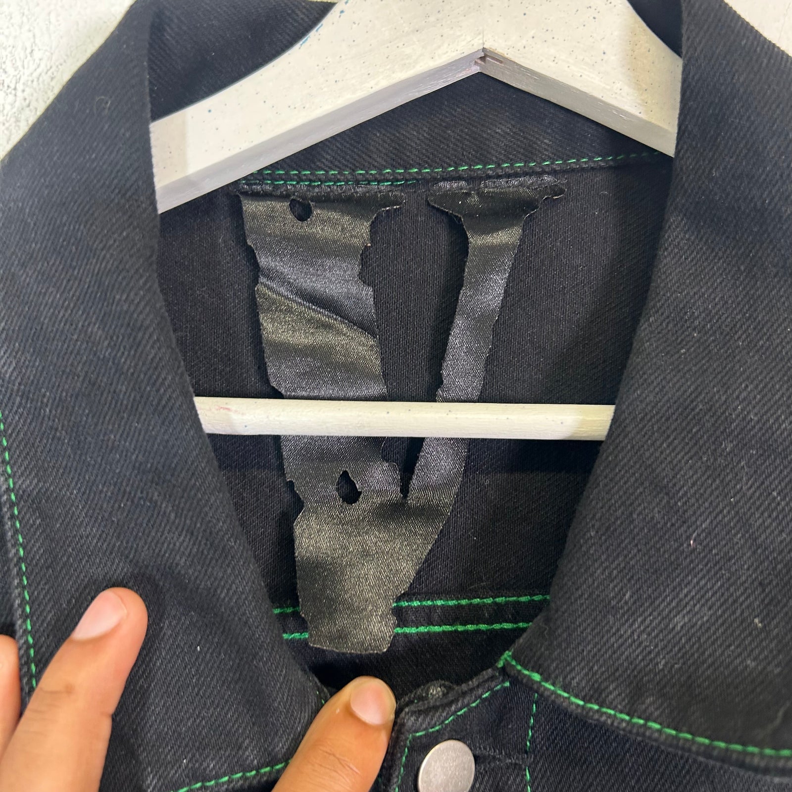 Vlone Black/Green 'Friends' Denim Jacket Size XL