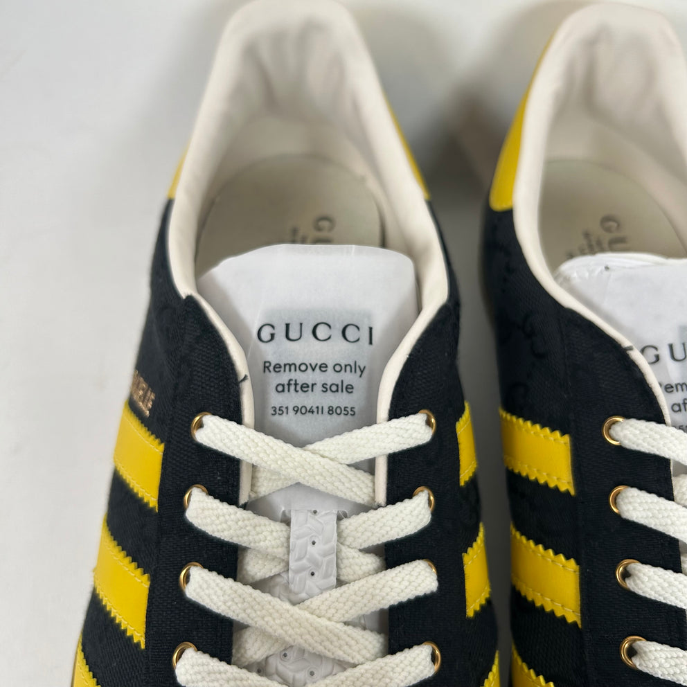 Gucci x Adidas Black/Yellow GG Monogram Gazelle Sneaker Size 13.5