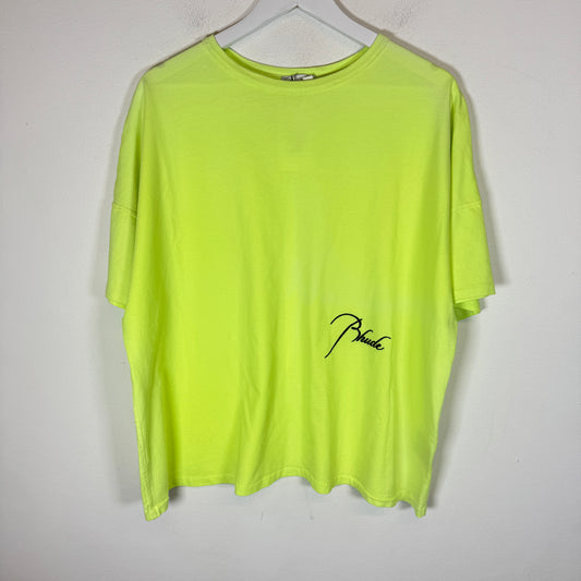 Rhude Neon Green Logo T-Shirt Size M