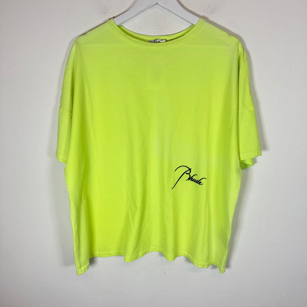 Rhude Neon Green Logo T-Shirt Size M